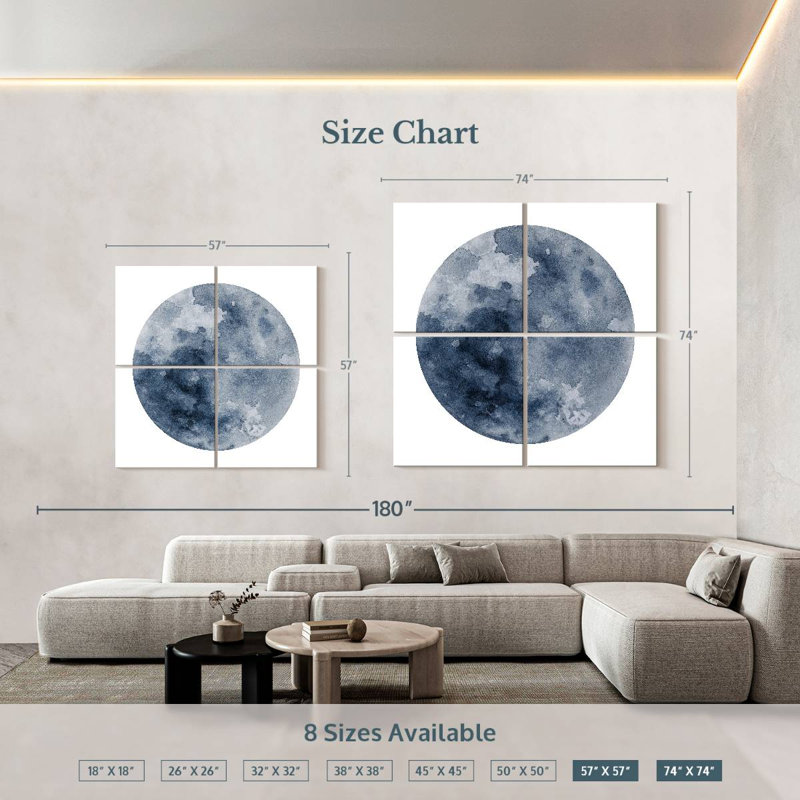 Lune bleue céleste d'Oberle, H 57 po x l 57 po