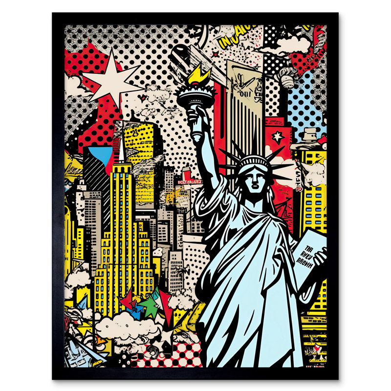 Mavin New York City Skyline Statue Of Liberty Comic Book Style - Single Picture Frame Print