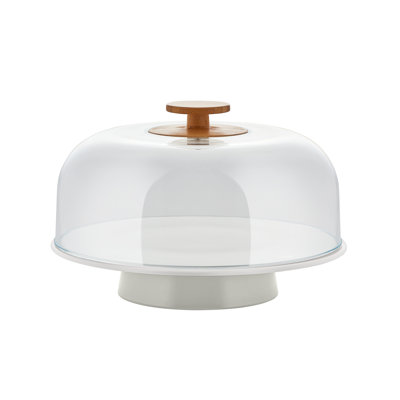 Stand In Porcelain, Warm Grey. Lid In PMMA With Knob In Bamboo Wood.