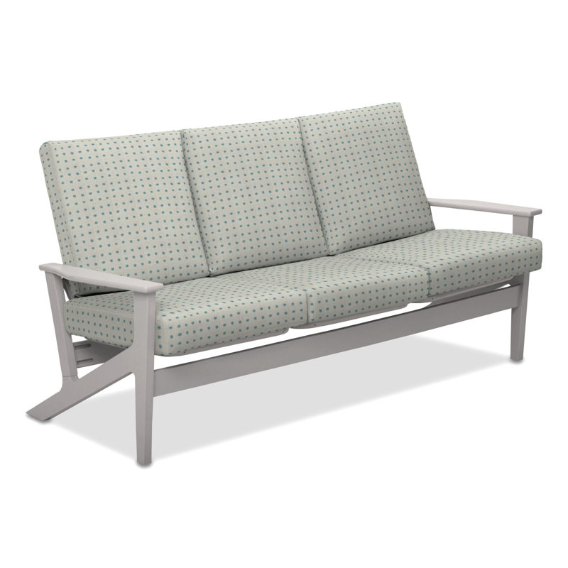 Chrisa 74.5'' Wide Patio Sofa with Cushions, Kuno Mineral, Snow