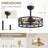  Mariellen 20" 7-Blade Indoor Enclosed Caged Black Ceiling Fan with the Remote Control