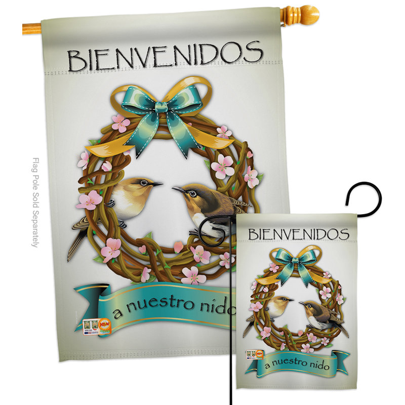 Bienvenidos a nuestro nido à impressions décoratives de polyester 40 x 28 po ensemble de drapeau