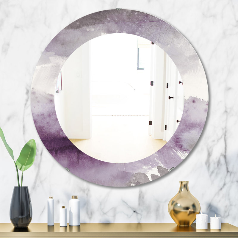 Midnight At The Lake II Amethyst And Grey Mirror, 23.6" H x 23.6" W