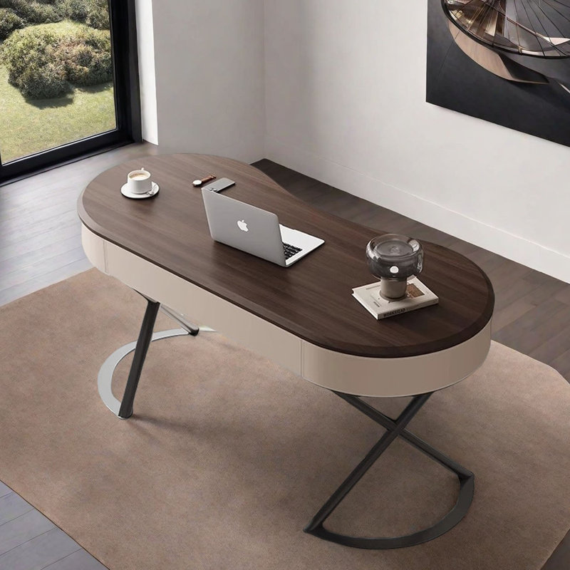 Italian Minimalist Solid Wood Desk, 30.7" H x 70.1" W x 25.6" D