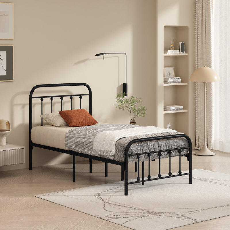 Hidalgo Metal Platform Bed, Twin, Black
