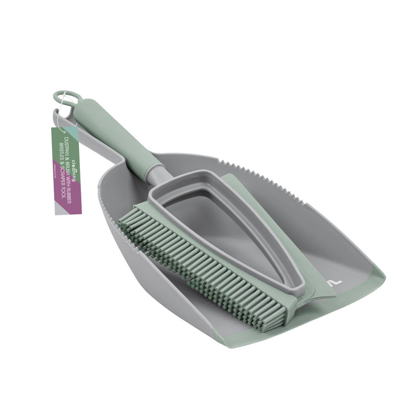 JVL Rubber Dustpan and Brush Set, Grey