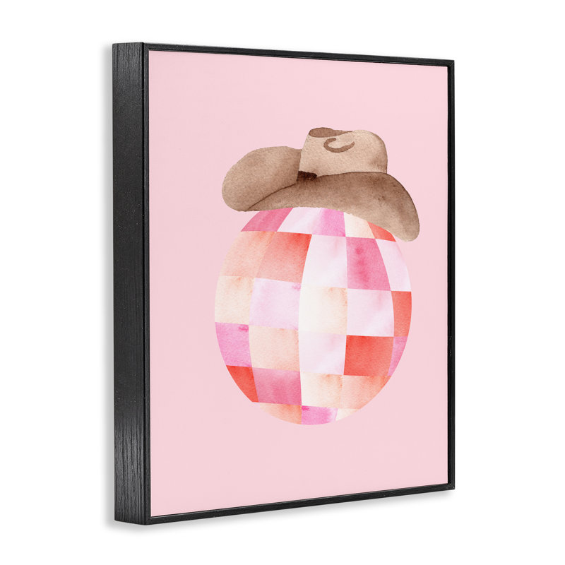 Chapeau de cow-boy Rosy Disco, estampe numérique, design par Nina Jacobs, H 20 po x l 16 po, Giclée encadrée noir minuit