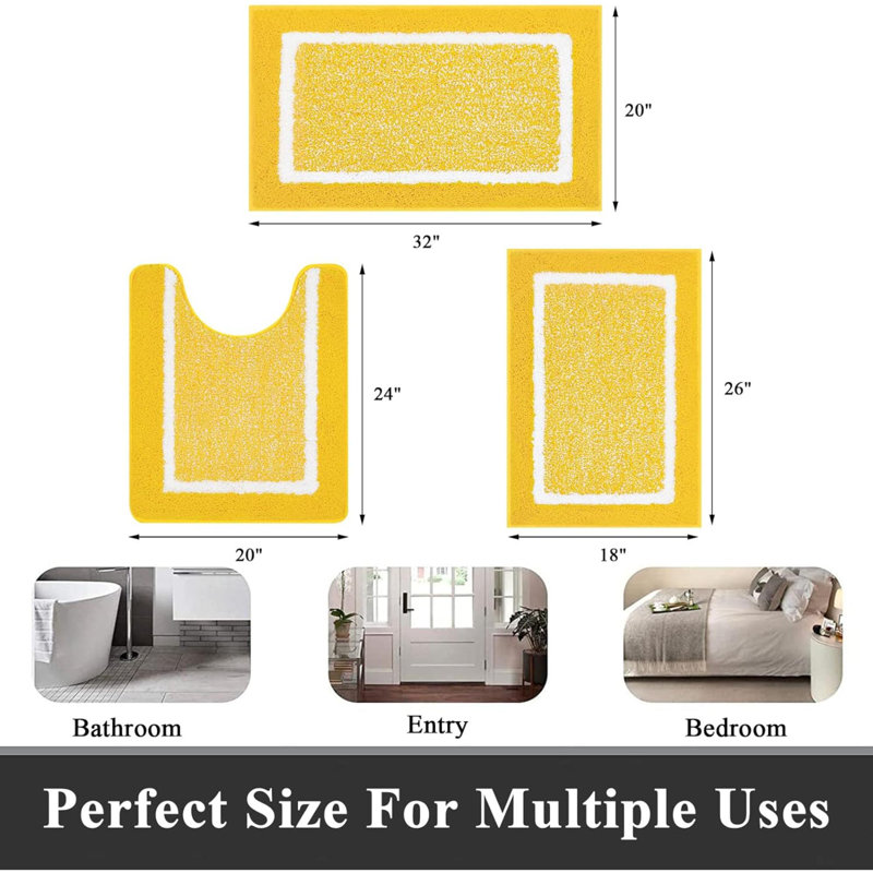 Janmesh Microfiber Non-Slip Bath Rug, Yellow