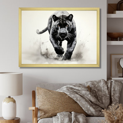 " Gray White Panther Silent Stalker Ink "