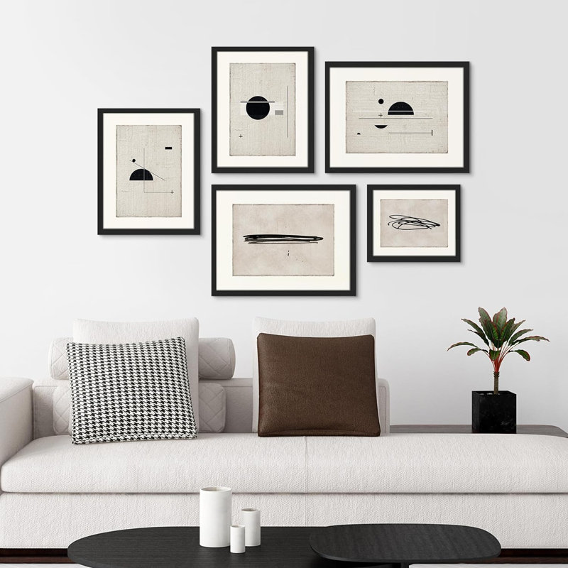 «Black Sun Abstract Nature», art numérique moderne pour le salon, la chambre à coucher, le bureau, impression encadrée sur papier, 5 pièces
