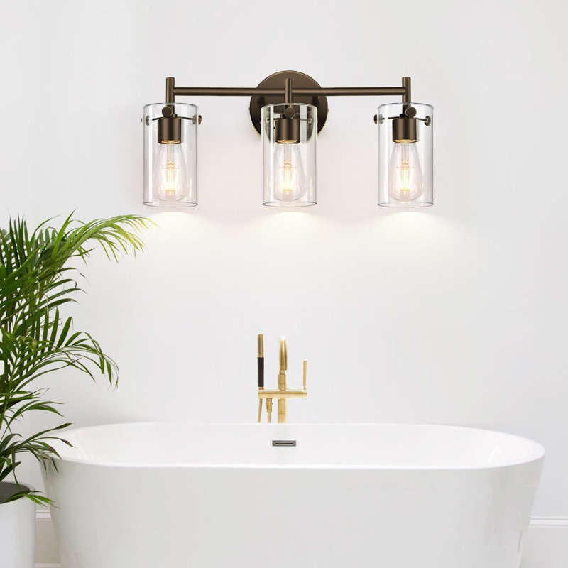 Éclairage pour salle de bain 3 lumières DEL Lagarius, Brun