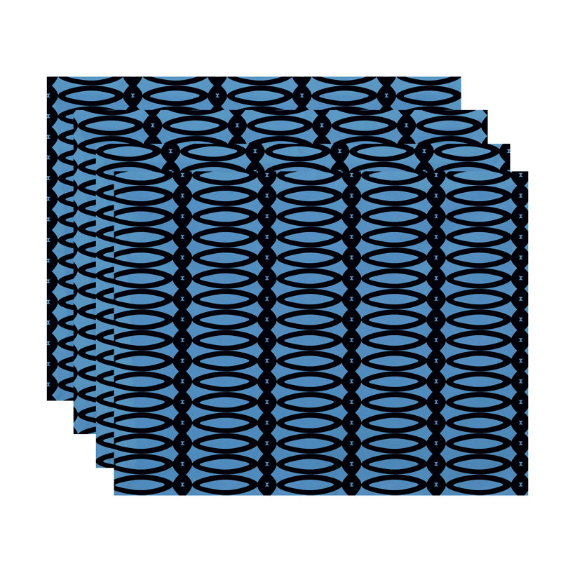 Ensemble de napperons 4 pièces Daloni, Bleu marine printanier Carolina