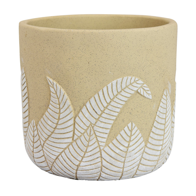 Pot à fleurs en terre cuite Gapspard, Blanc / jaune, H 6,75 po x l 7 po x P 7 po