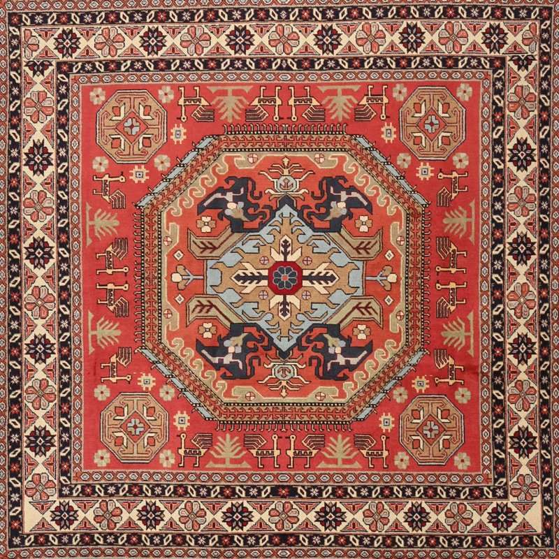 Tapis oriental orange / noir, Rectangle 5 pi x 7 pi