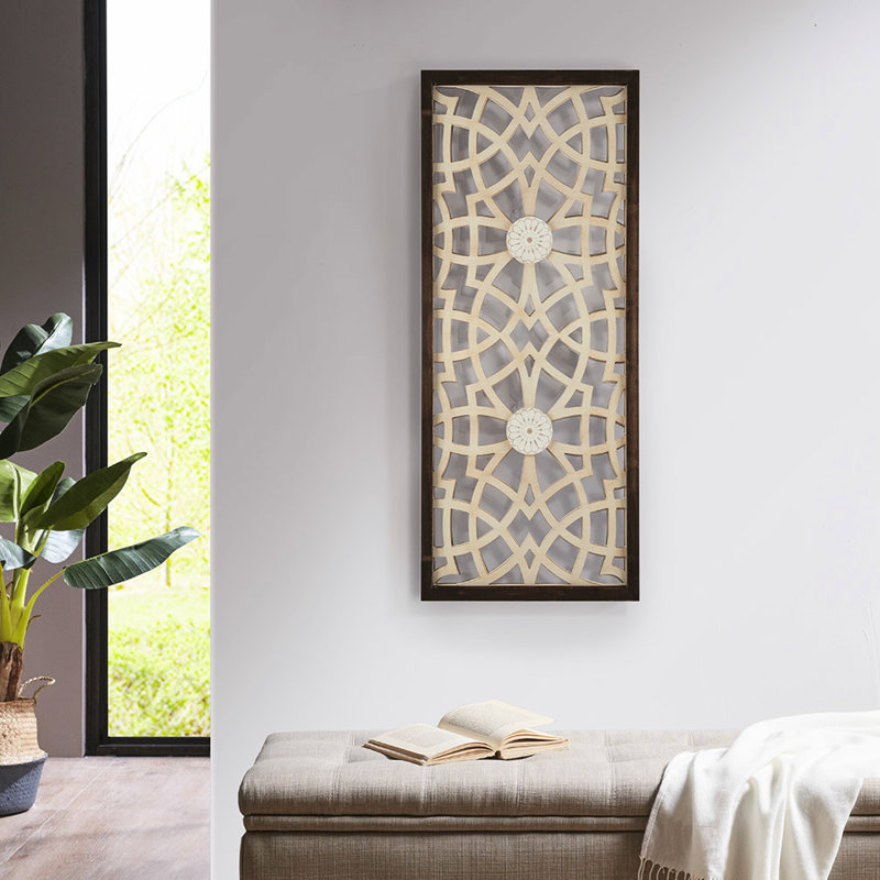 Pièce murale géométrique bicolore, l 16,09 po x H 37,98 po, structure en bois massif, objet de décoration artistique bicolore 16,09 po x 37,98 po, construction