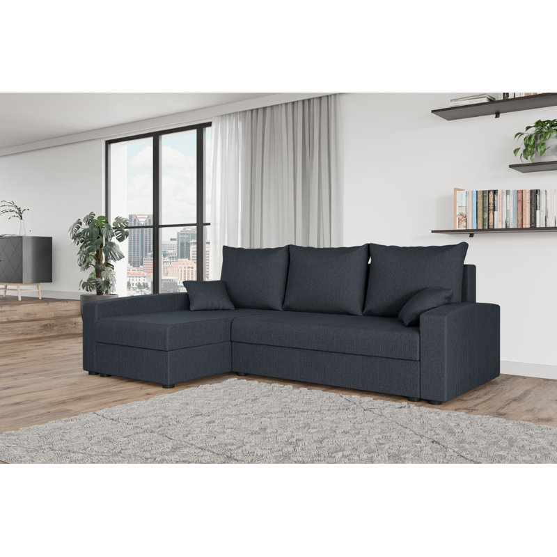 Shray 3 Seater Corner Sofa , Black - Cord205.05