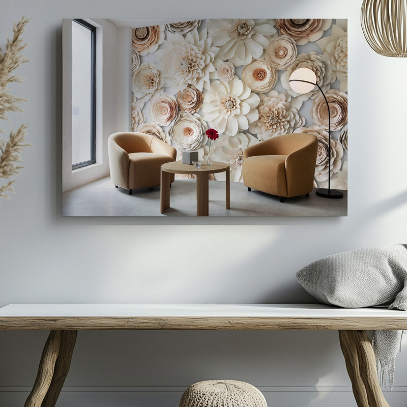Toile, une scène intérieure moderne avec un salon confortable avec art mural, H 30 po x l 30 po