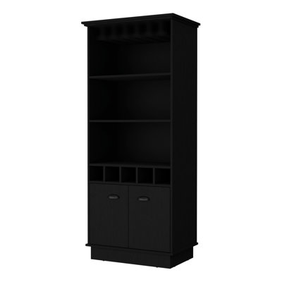 Black Bar Cabinet With Convenient Glassware Rack And Organized Interior Modern Featuring Practical Shelves