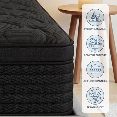 Matelas hybride moyen 12 po / 14 po avec ressorts ensachés et mousse à mémoire de forme