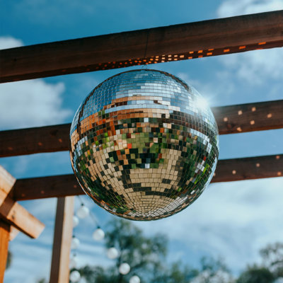 Croxton 16in Large Hanging Disco Mirror Glass Ball for DJ Dance Club Lighting Home Party Decoration