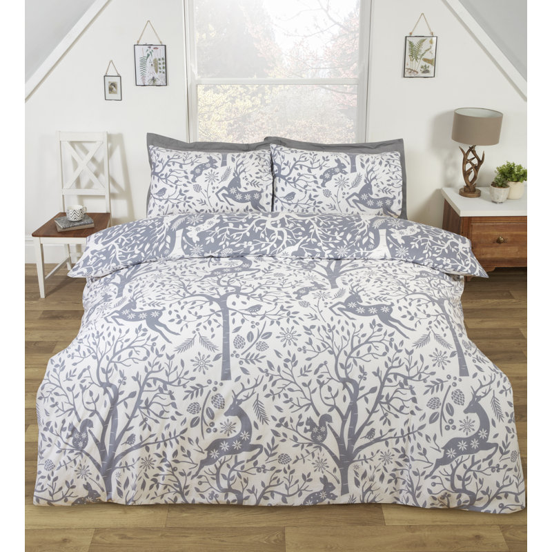 Magical Woods Festive Duvet Cover Set, Grey, Double Duvet Cover + 2 Standard Pillowcases