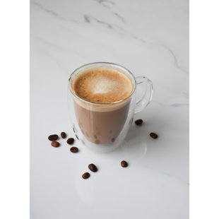 Double Wall Glass Cups With Handle - 9 oz (Set of 4)