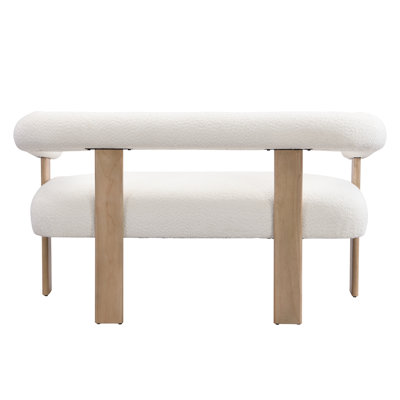Causeuse ronde avec accoudoirs (beige et naturel)