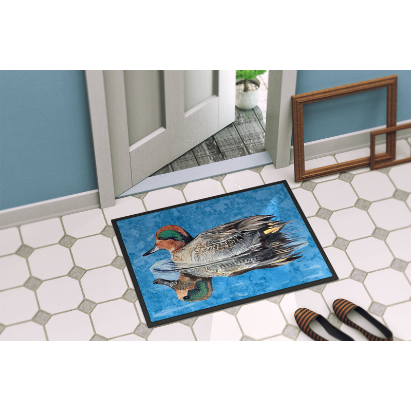 Tapis de porte intérieur anti-dérapant bleu, Rectangle 2 pi x 3 pi