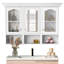 Armoire de salle de bain murale 47 "avec miroir, armoire avec 3 tablettes réglables et 3 compartiments ouverts pour la salle de bain, armoire de rangement au-dessus de la toilette avec portes en verre