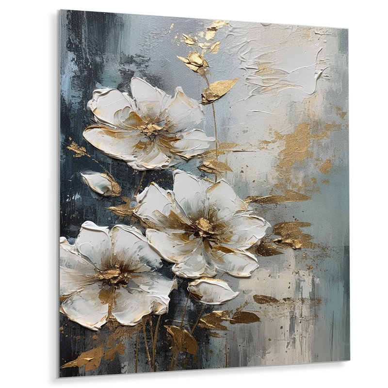 White Gold Apple Tree Symphony III - Floral Apple Tree Metal Wall Decor, 20" H x 12" W x 1" D