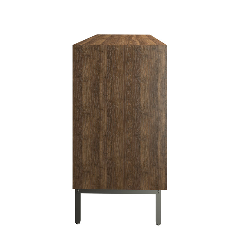 Farmhouse 47 in. W Sideboard Buffet Accent Storage Cabinet with Strip Skeleton Door and Adjustable shelves