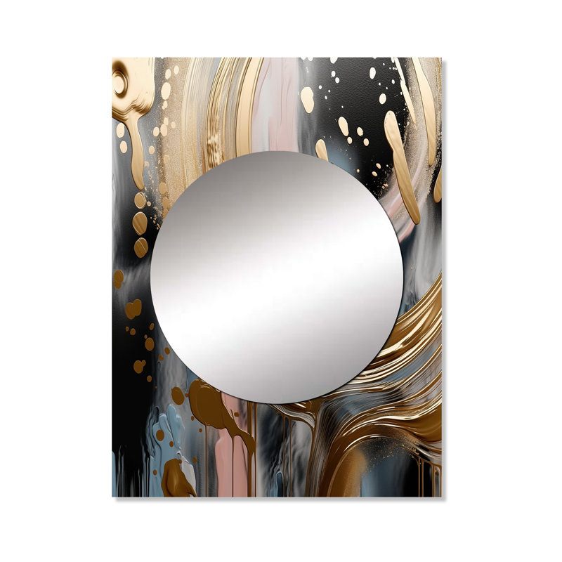 Décoration abstraite dorée et rose Infinity Circles VI - Miroir formes abstraites murales MTMIR137783, 40 po x 30 po