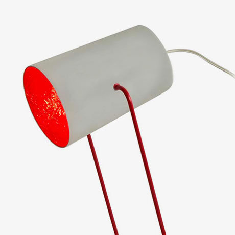 Metal Table Lamp, Grey/Red