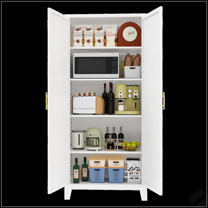 Armoire de rangement en métal durable avec tablettes réglables et portes galbées, parfaite pour la vie organisée dans n'importe quelle pièce