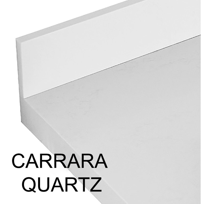 Ensemble de meuble-lavabo double 84 po Flavell, Quartz de Carrare, bordure droite, Blanc