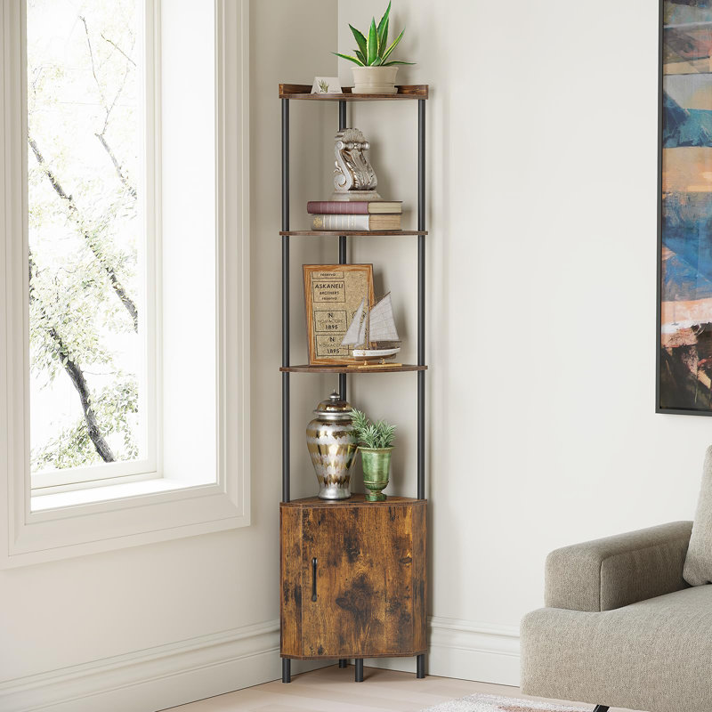 Armoire d'angle à 5 niveaux de 65,4 po de hauteur, tablette d'angle avec rangement