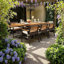 Ensemble de salle à manger 7 pièces Mobilier de patio intérieur en bois d'acacia-129231564
