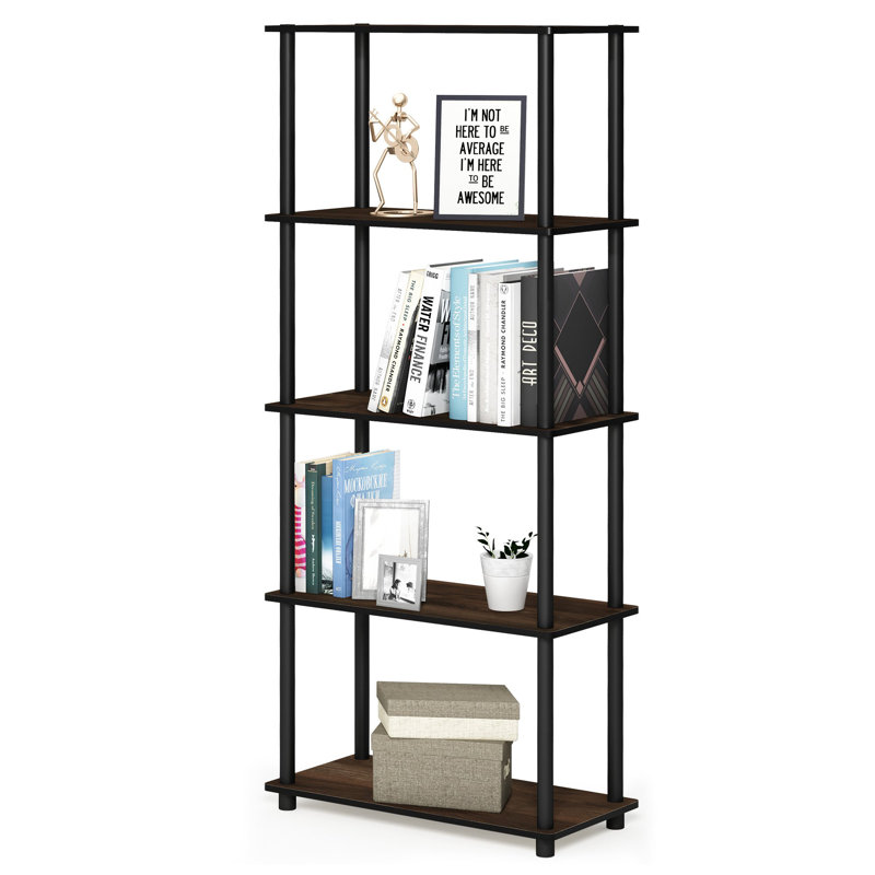 Heslin 23.58'' W Manufactured Wood Shelving Unit, Columbia Walnut/Black
