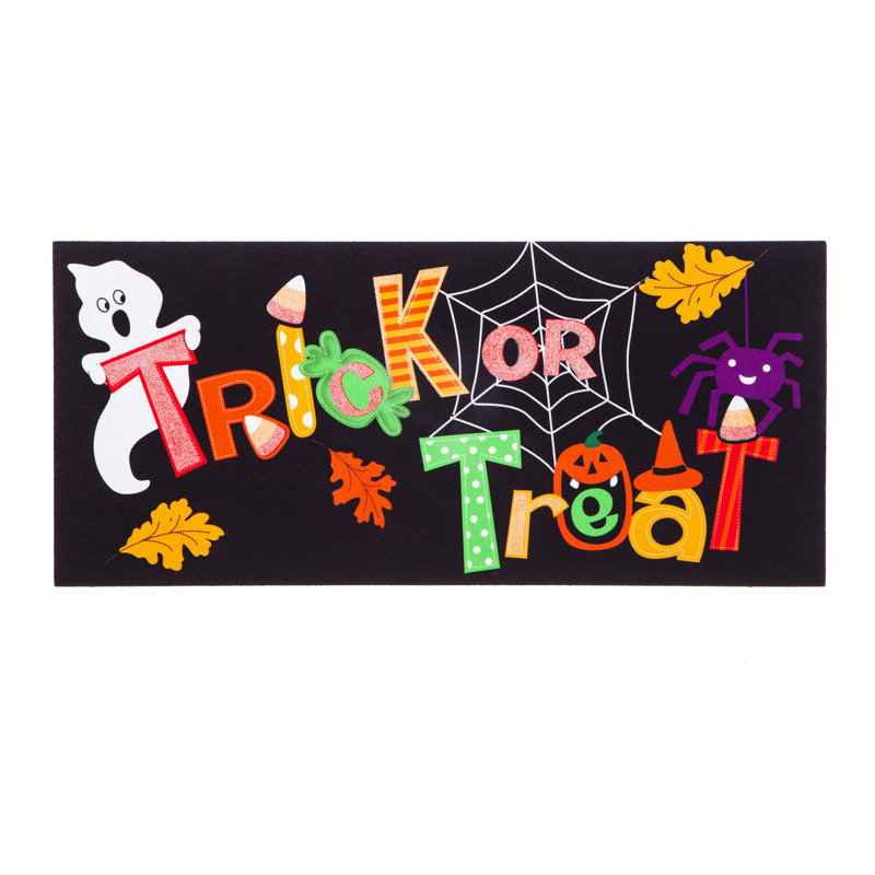Tapis d'entrée anti-dérapant 22 po x 10 po Halloween Sassafras Halloween