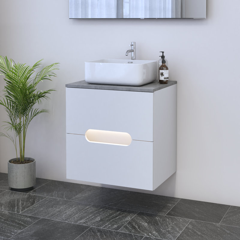 Meuble-lavabo simple 23,6 po avec plateau Kashden, Béton