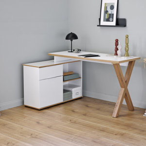 Geles 55.12'' W L-Shaped Writing Desk with and Cabinet