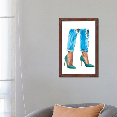 Teal Heels by Elza Fouche - Floater Frame Print on Canvas