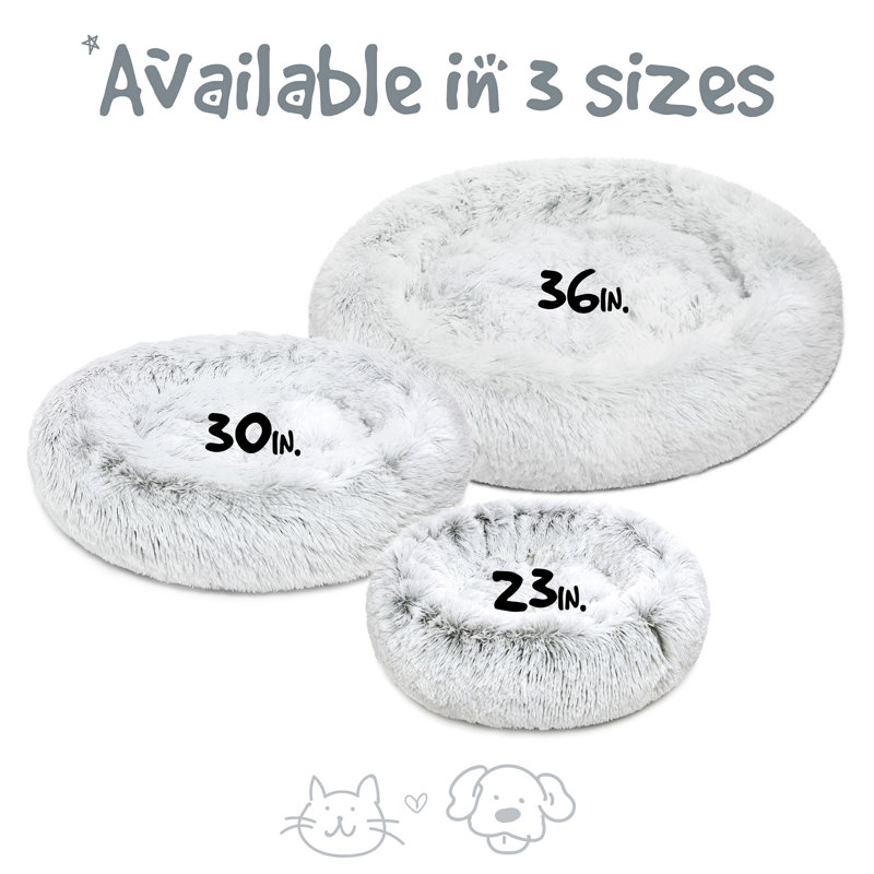Cuddler intérieur rond en fausse fourrure Coco, Petit (l 23 po x P 23 po x H 6 po), Ivoire