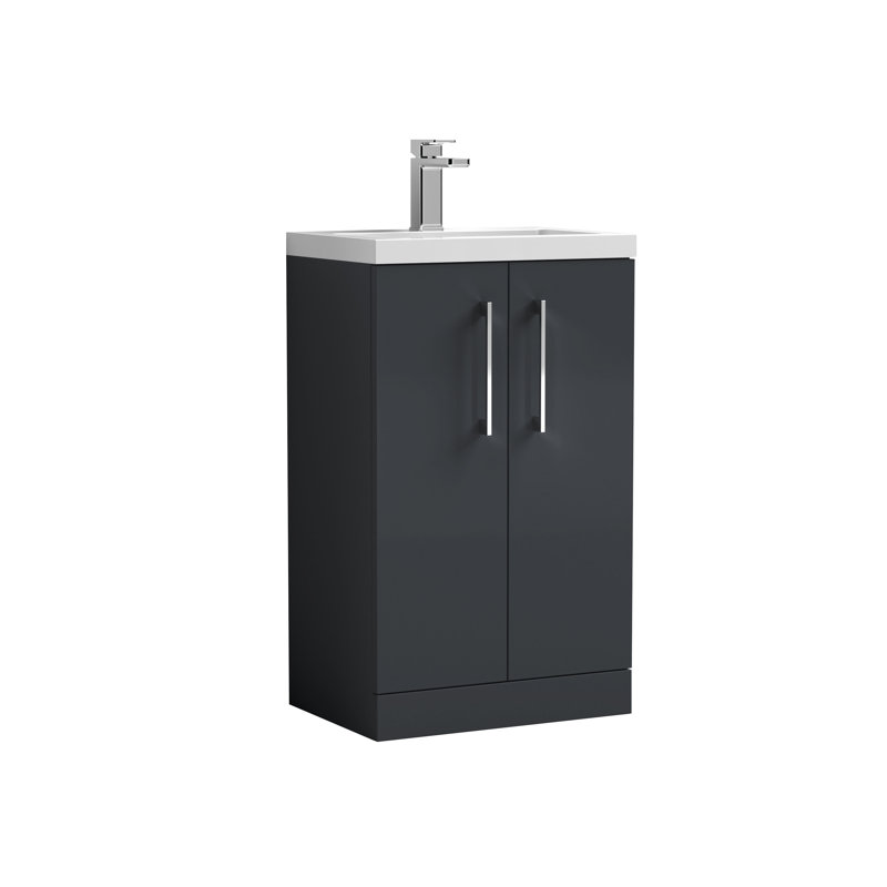 Arno 505mm Single Bathroom Vanity with Drop In Polymarble Basin, Satin Anthracite