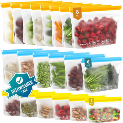 20Pack Reusable Bags Dishwasher Safe