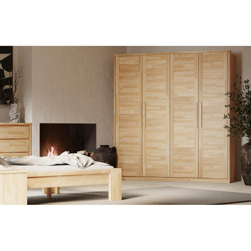 Finleyville 3 Door Solid Wood Wardrobe, Brown