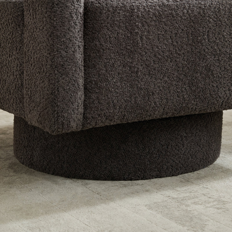 Fauteuil demi-tonneau pivotant rembourré Riqui, Tissu gris charbon