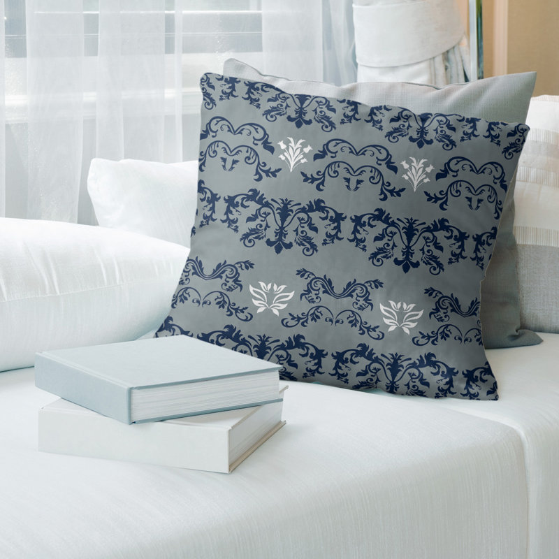 Housse de coussin ArtVerse, Gris clair / bleu / blanc, 16 po x 1 po, Simili daim