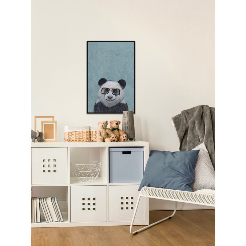«Studious Panda», reproduction d'art, H 18 po x l 12 po x P 1,5 po, Cadre noir