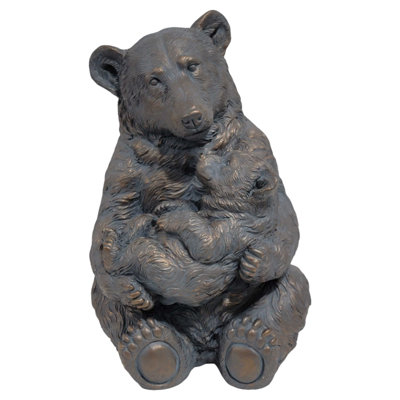 Rory 19" Antique Bronze Mother And Cub Bear Statue